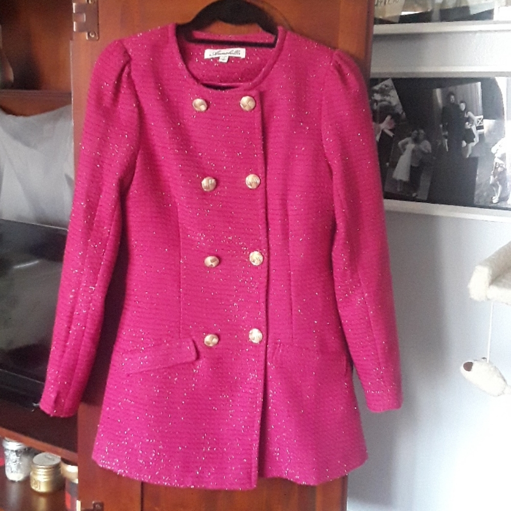 Double breasted hot pink jacket